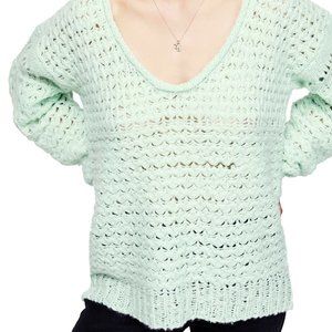 Free People XS Mint Green Crashing Waves Sweater
